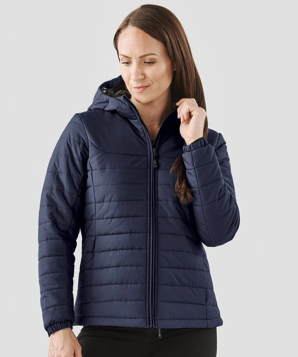 Womens Nautilus quilted hooded jacket | Navy