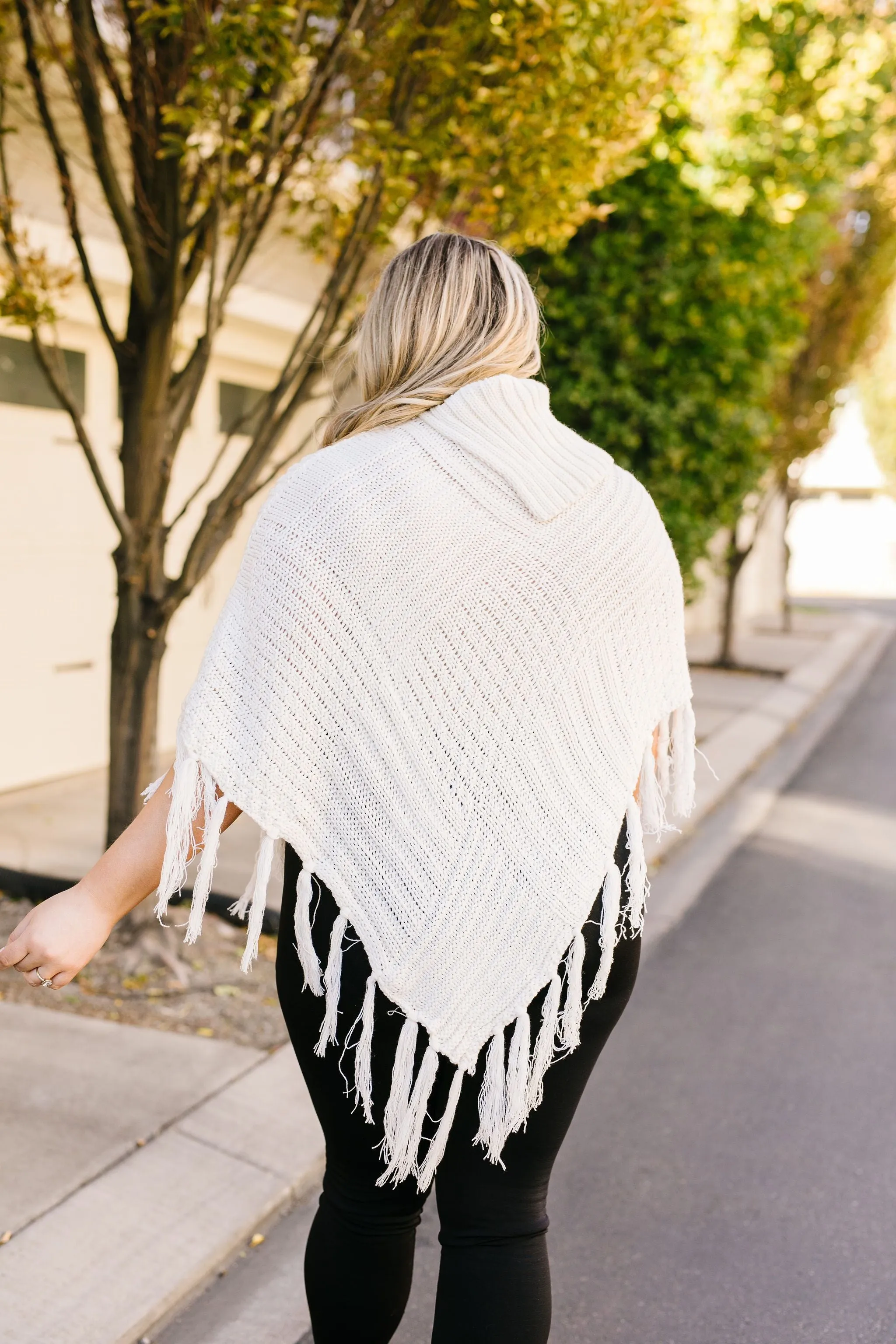 Working Overtime Sweater Poncho In Ivory