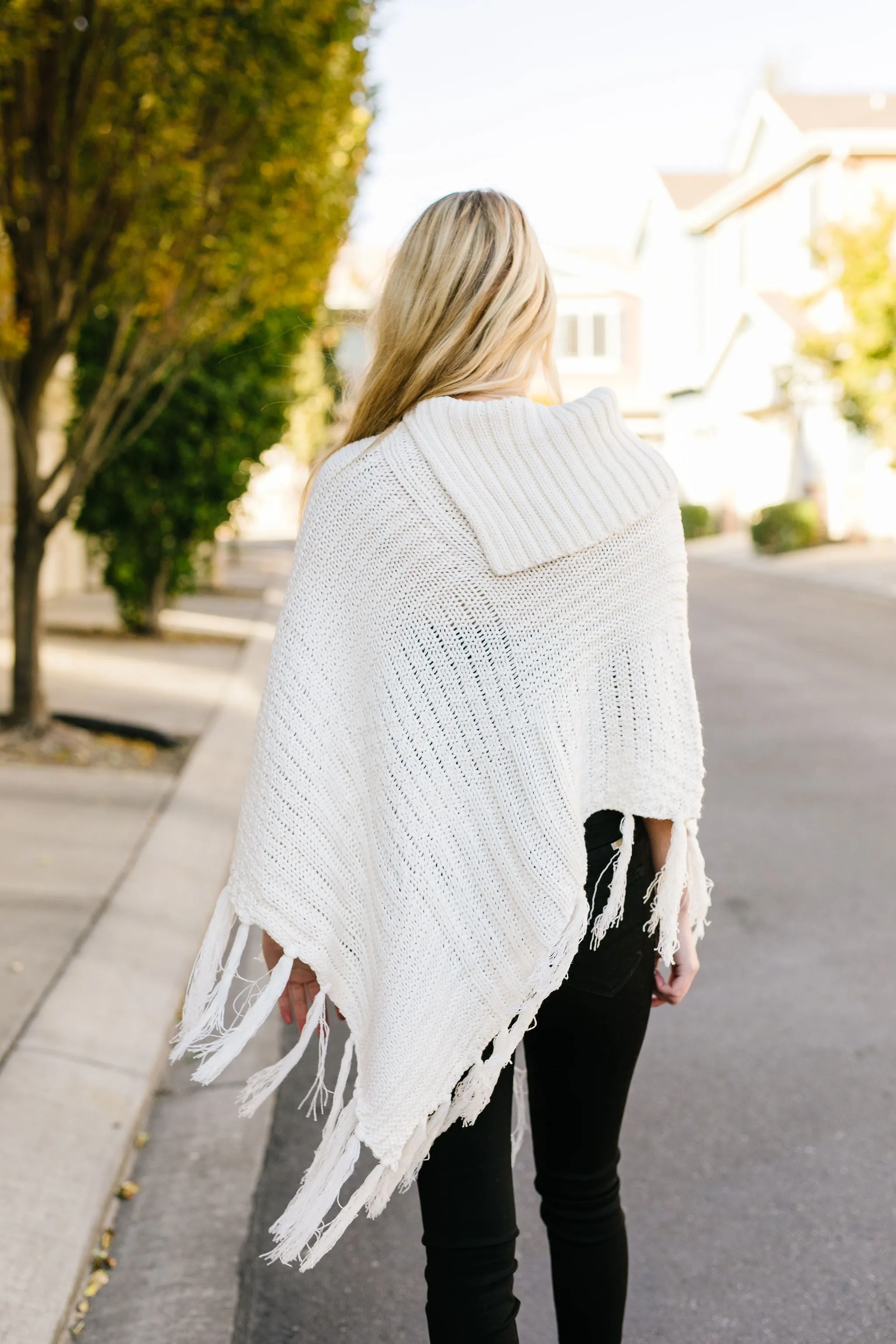 Working Overtime Sweater Poncho In Ivory