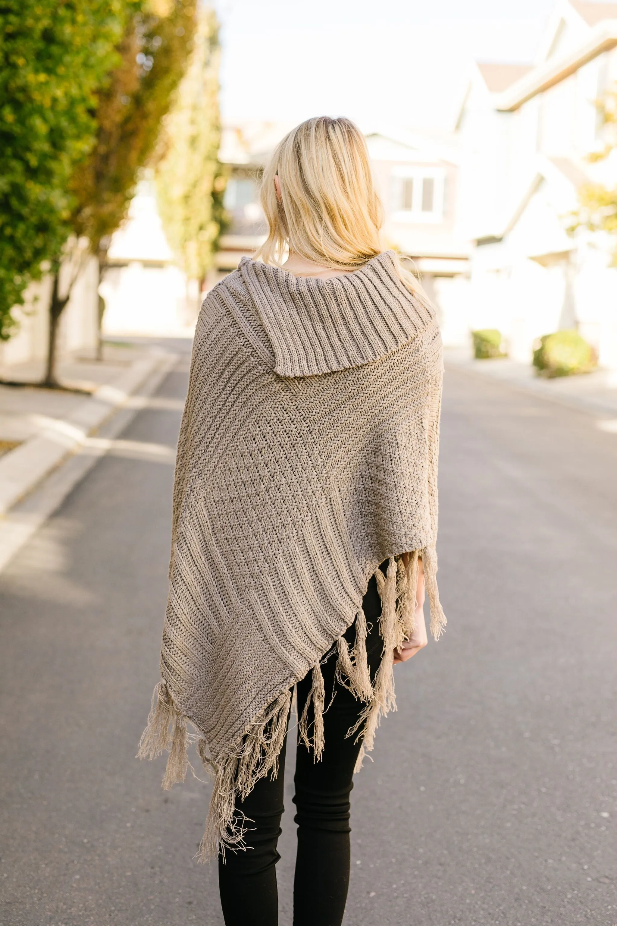 Working Overtime Sweater Poncho In Mocha