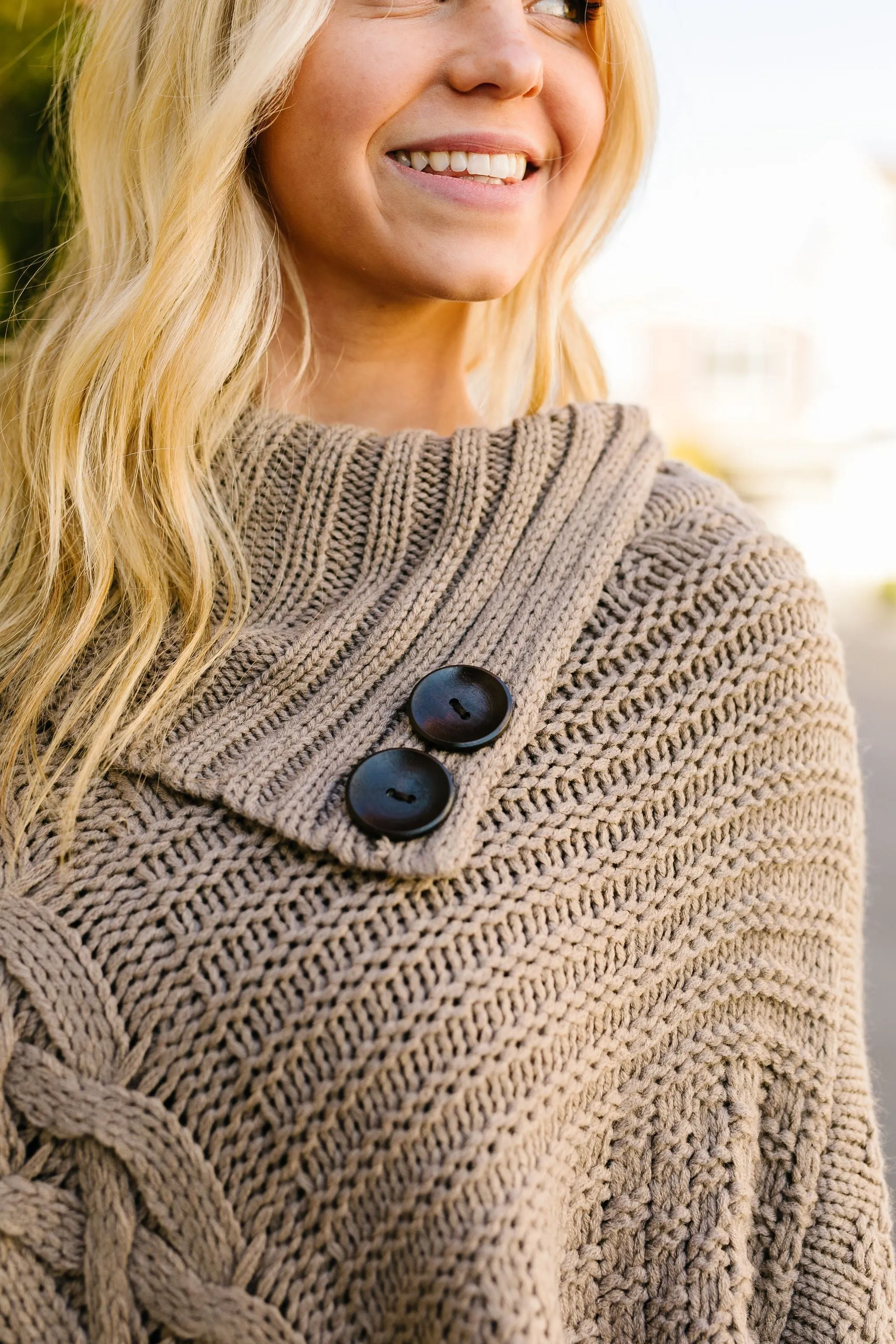 Working Overtime Sweater Poncho In Mocha